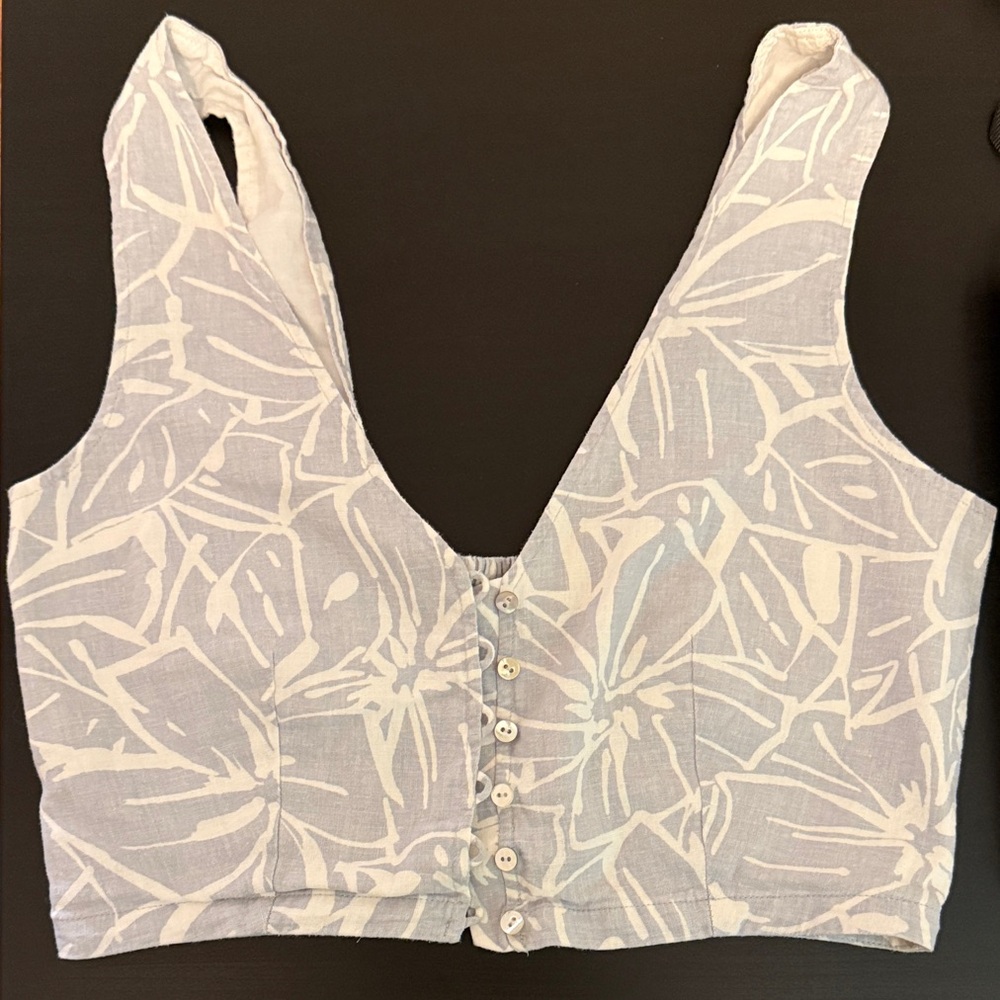 Abstract floral Madewell cropped button vest new without tags